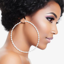 Cargar imagen en el visor de la galería, Hoops Large Twisted Silver Earrings for Women
