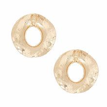 Load image into Gallery viewer, Stud Gold Forged Metal Wavy Ring Large Earrings
