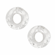 Load image into Gallery viewer, Stud Silver Forged Metal Wavy Ring Large Earrings
