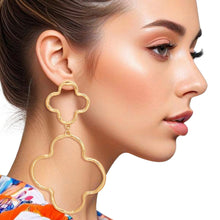 Load image into Gallery viewer, Dangle Earrings Gold Clover Cutout for Women
