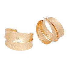 Load image into Gallery viewer, Hoops Large Matte and Polished Gold Wide Earrings
