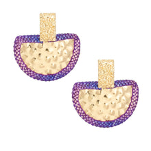 Cargar imagen en el visor de la galería, Drop Purple Stone Bubbled Gold Semicircle Earrings
