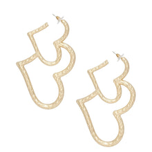Load image into Gallery viewer, Hoop Large Gold Metal Double Heart Earrings Women
