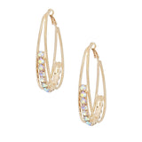 Hoops Oval Gold Split Aurbo Rhinestone Earrings