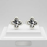 Stud Quatrefoil Gray Tortoiseshell Silver Earrings