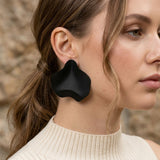 Black Matte Coating Sculpted Stud Earrings