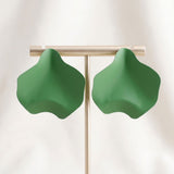Green Matte Coating Sculpted Stud Earrings