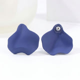 Royal Blue Matte Coating Sculpted Stud Earrings