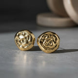 Stud XL Hammered Gold Domed Disc Earrings