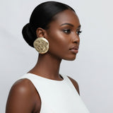Stud XL Hammered Gold Domed Disc Earrings