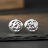 Stud XL Hammered Silver Domed Disc Earrings