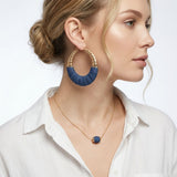 Hoop Denim Wrapped Thick Gold Bubble Earrings