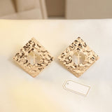 Gold Hammered Diamond Cross Large Stud Earrings