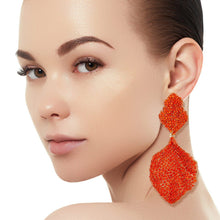 Cargar imagen en el visor de la galería, Drop Brilliant Orange Pave Stone Petal Earrings
