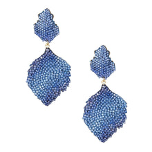 Cargar imagen en el visor de la galería, Drop Brilliant Blue Pave Stone Petal Earrings
