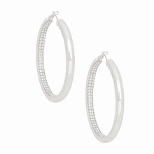 Load image into Gallery viewer, Hoops Silver Aurbo Rhinestone Inlay Earrings Women
