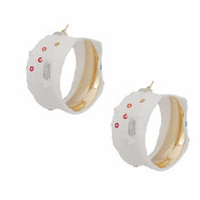 Load image into Gallery viewer, Hoops Distressed White Denim Earrings for Women
