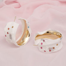 Load image into Gallery viewer, Hoops Distressed White Denim Earrings for Women
