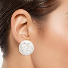Load image into Gallery viewer, Clip Ons Silver Organic Geo Domed Earrings Women
