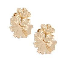 Load image into Gallery viewer, Clip On Gold Metal Linked Flowers Earrings Women
