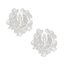 Load image into Gallery viewer, Clip On Silver Sculpted Floral White Pearl Earrings

