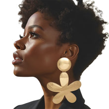 Load image into Gallery viewer, Clip On XL Heavy Gold Flower Earrings for Women
