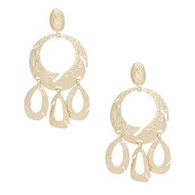 Load image into Gallery viewer, Clip On Heavy XL Gold Hammered Dangle Earrings

