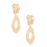 Clip On Gold Edgy and Raw Elongated Earrings