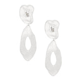 Clip On Silver Edgy and Raw Elongated Earrings