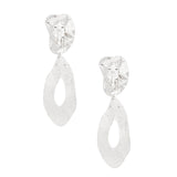 Clip On Silver Edgy and Raw Elongated Earrings