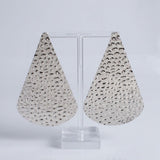 Clip On Silver Hammered Teardrop XL Earrings
