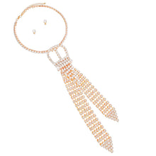 Load image into Gallery viewer, Gold Crystal Belt Tie Choker
