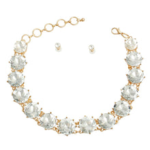 Load image into Gallery viewer, Gold and Clear Round Crystal Link Necklace
