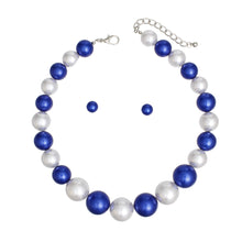 Cargar imagen en el visor de la galería, ZPB Blue White Single Strand Chunky Pearl Necklace
