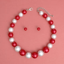 Cargar imagen en el visor de la galería, DST Red White Single Strand Chunky Pearl Necklace

