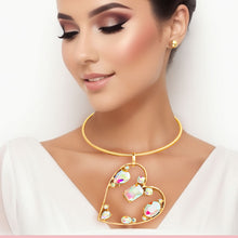 Cargar imagen en el visor de la galería, Aurora Borealis Multi Stone Angled Heart Set
