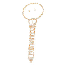 Load image into Gallery viewer, Gold Crystal Belt Tie Choker
