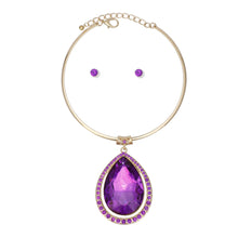 Cargar imagen en el visor de la galería, Choker Gold Formal Purple Teardrop Prism Pendant

