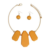 Bib Orange Chunky Wood Gold Rigid Collar Necklace