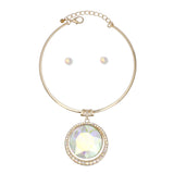 Choker Gold Formal Aurbo Round Radiant Pendant