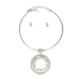 Choker Silver Formal Aurbo Round Radiant Pendant