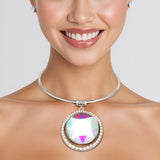 Choker Silver Formal Aurbo Round Radiant Pendant