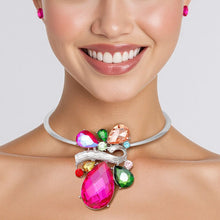 Cargar imagen en el visor de la galería, Choker Silver Multi Crystal Teardrop Slide Pendant
