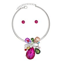 Cargar imagen en el visor de la galería, Choker Silver Multi Crystal Teardrop Slide Pendant
