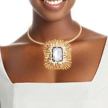 Load image into Gallery viewer, Gold Rectangle Crystal Pendant Set
