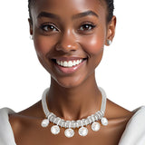 Choker Silver Mesh Round Crystal Slide Necklace