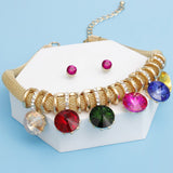 Choker Gold Mesh Multicolor Crystal Slide Necklace
