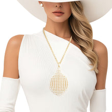 Cargar imagen en el visor de la galería, Pendant Cream Pearl Ornamental Teardrop Gold Set
