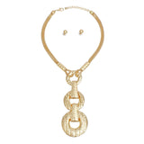 Pendant Long Gold Metal Graduated Rings Necklace