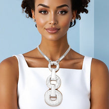 Load image into Gallery viewer, Pendant Long Silver Metal Graduated Rings Necklace
